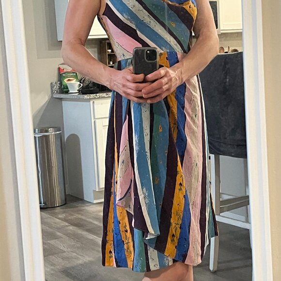 Anthropologie Plenty by Tracy Reese Silk Striped Dress Y2K - Picture 4 of 9